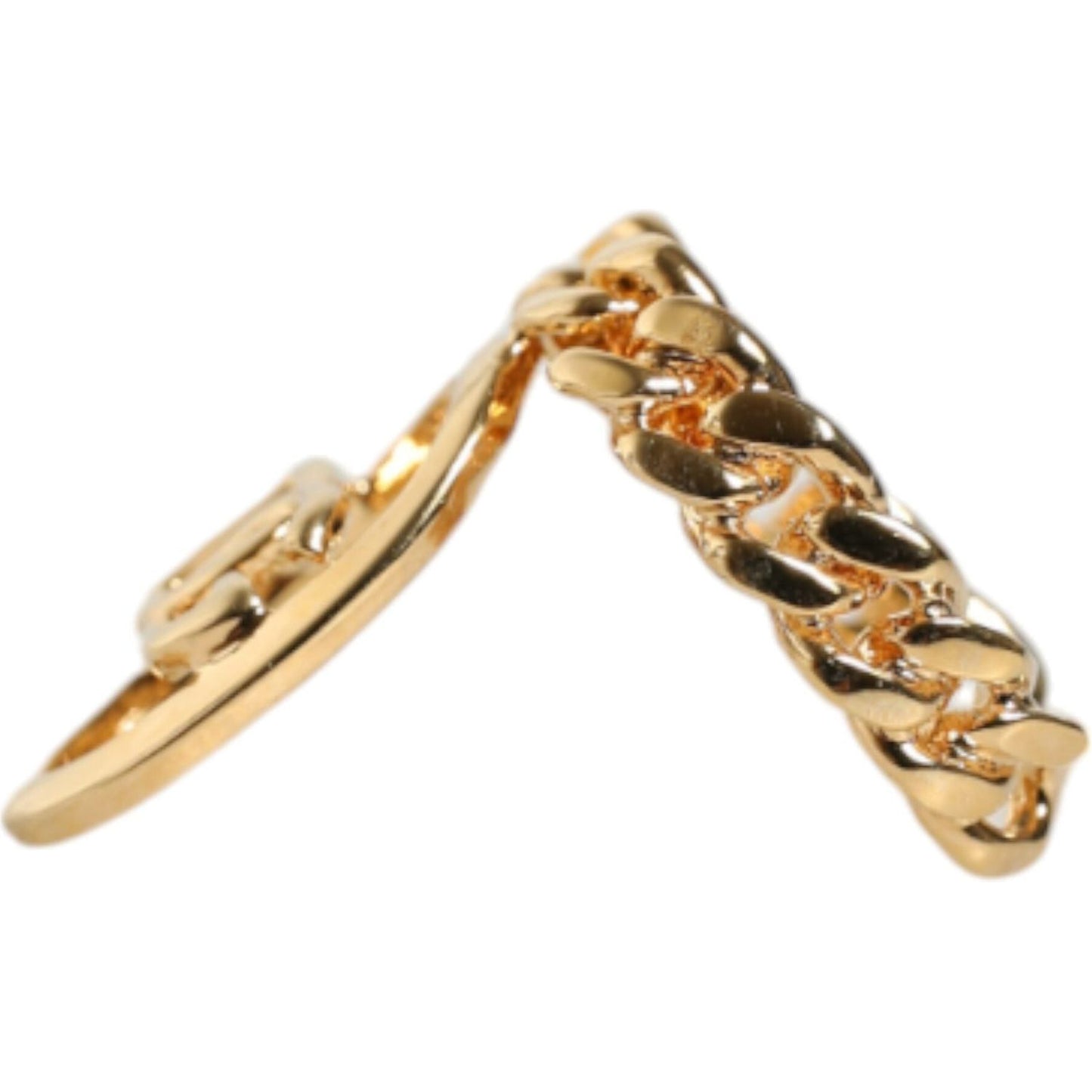 Dolce & Gabbana Gold Plated Open DG Logo Curb Chain Ring Dolce & Gabbana