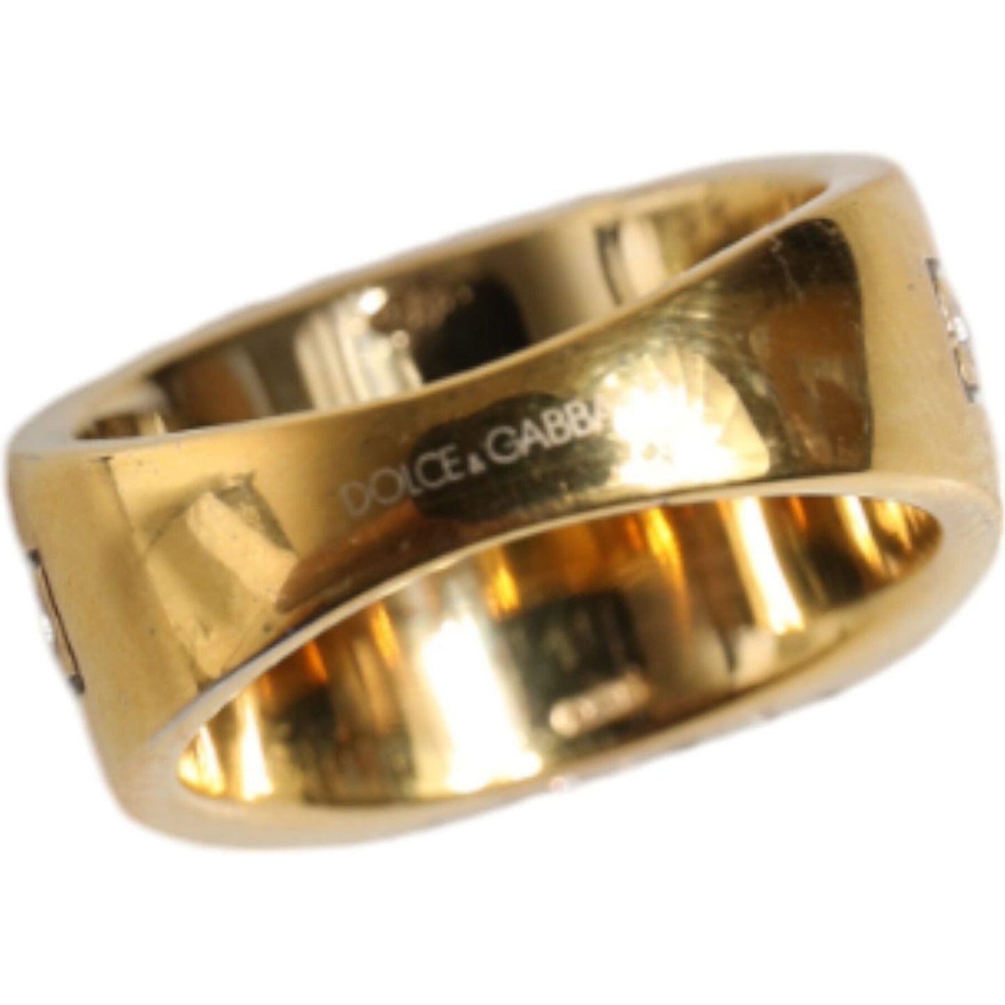 Dolce & Gabbana Gold Plated 925 Silver Clear Crystal Ring Dolce & Gabbana