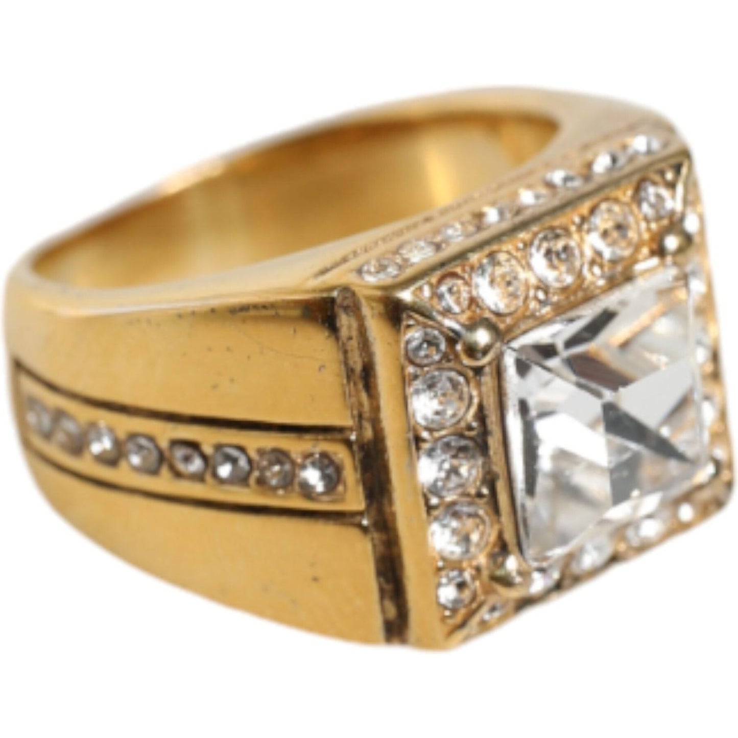 Dolce & Gabbana Gold Plated 925 Silver Clear Crystal Ring Dolce & Gabbana