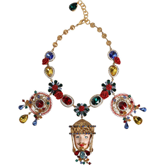 Dolce & Gabbana Gold Tone Brass Embellished Ball Chain Statement Necklace Dolce & Gabbana