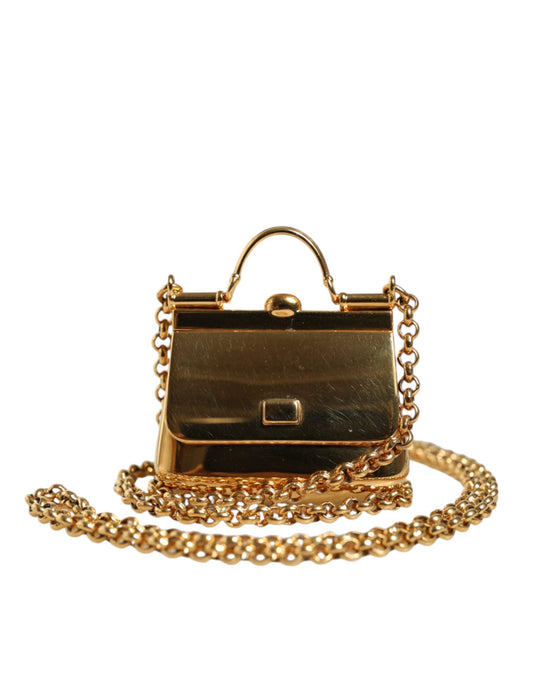 Dolce & Gabbana Gold Brass Chain Sicily Micro Bag Pendant Necklace Dolce & Gabbana