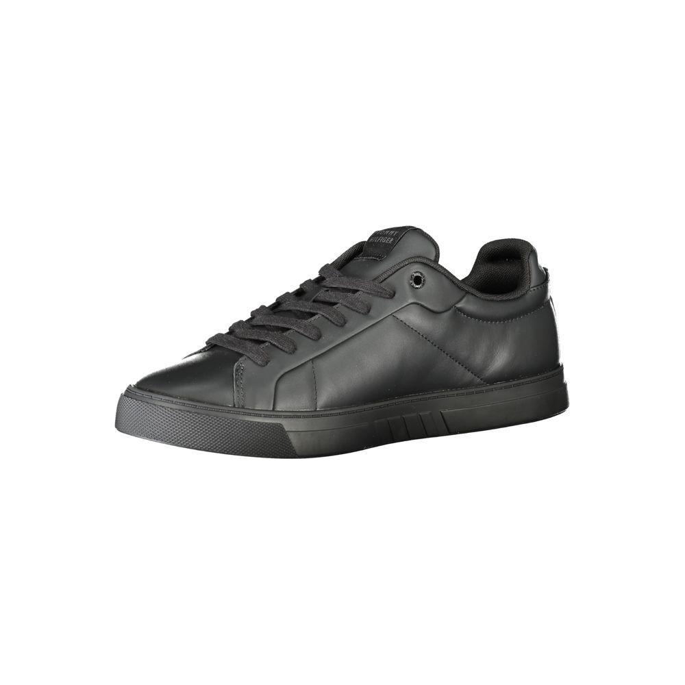 Tommy Hilfiger Black Leather Men Sneaker Tommy Hilfiger