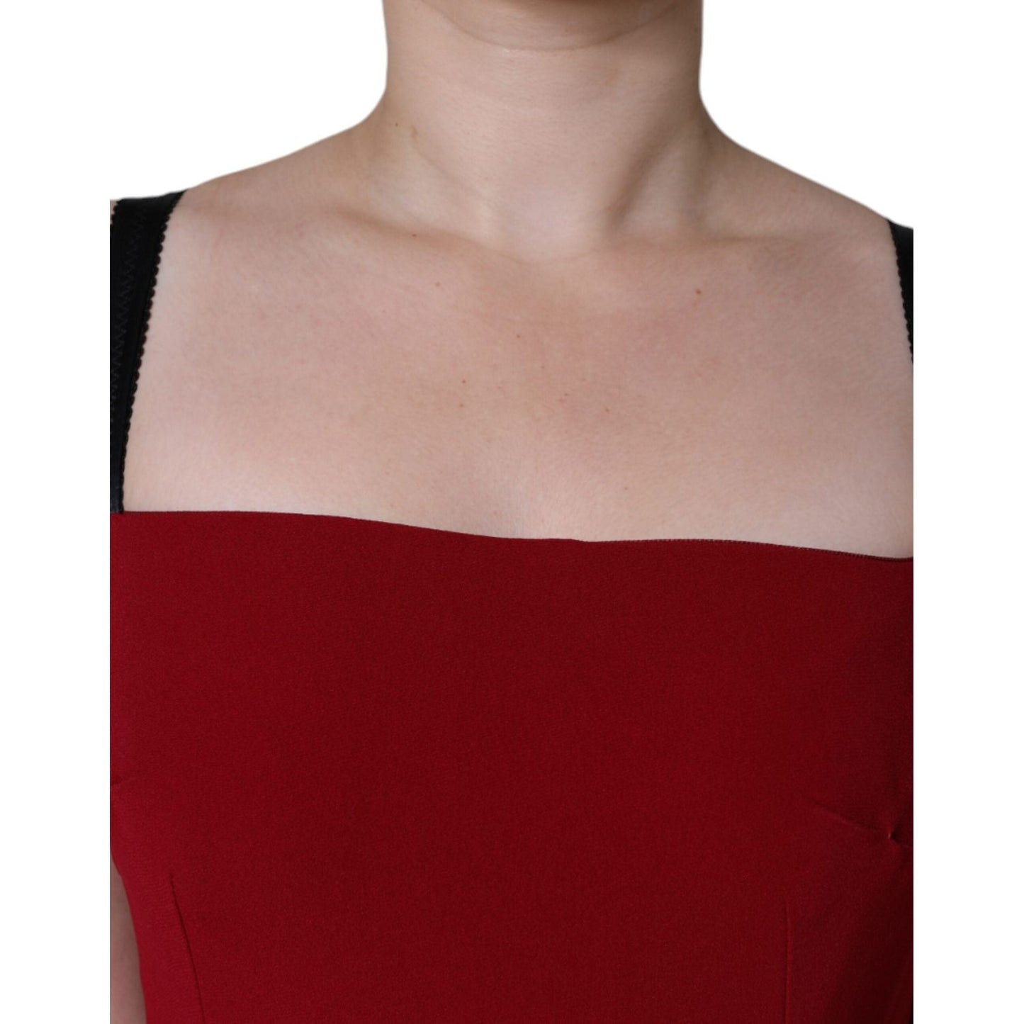 Dolce & Gabbana Red Viscose Stretch Side Slit Sheath Midi Dress Dolce & Gabbana