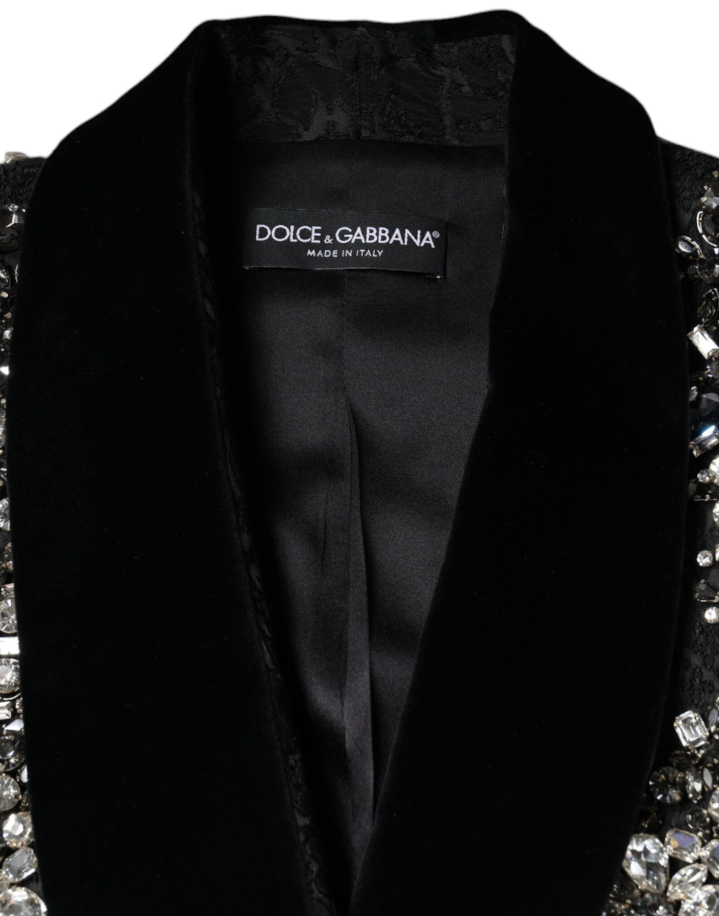 Dolce & Gabbana Black Jacquard Crystal Floral Jacket Blazer Dolce & Gabbana