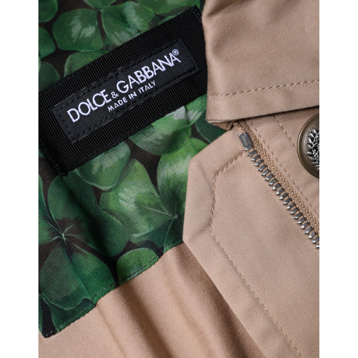 Dolce & Gabbana Beige Cotton Long Sleeve Collared Coat Jacket Dolce & Gabbana