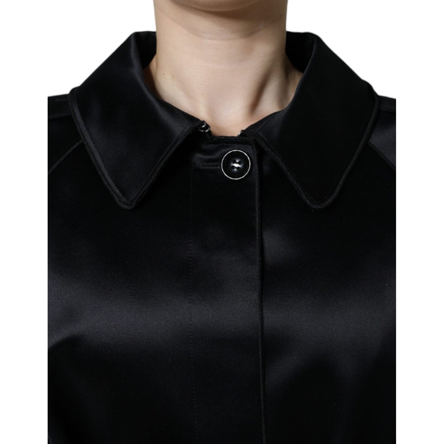 Dolce & Gabbana Black Polyester Organza Belted Coat Jacket Dolce & Gabbana