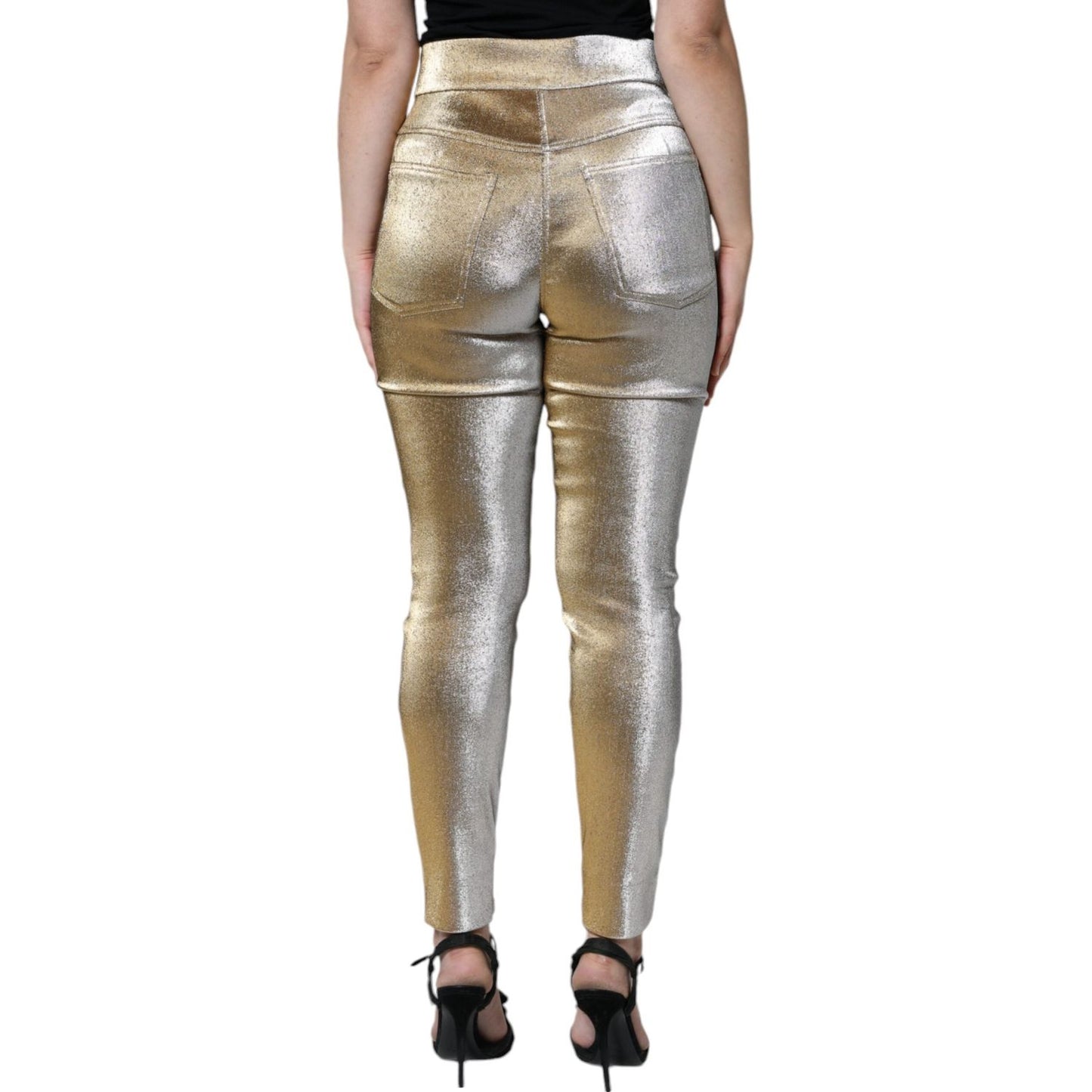 Dolce & Gabbana Metallic Gold High Waist Skinny Pants Dolce & Gabbana