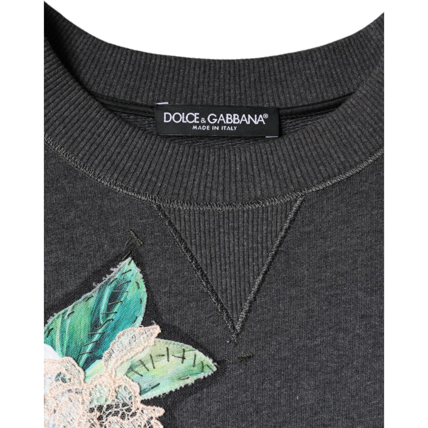 Dolce & Gabbana Gray Hydrangea CollegeStudded Floral Sweater Dolce & Gabbana