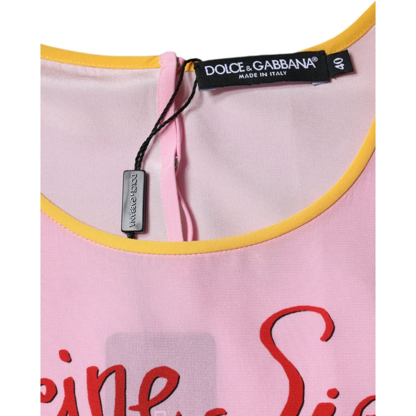 Dolce & Gabbana Pink Silk Araneine Siciliana Print Short Sleeves Top Dolce & Gabbana