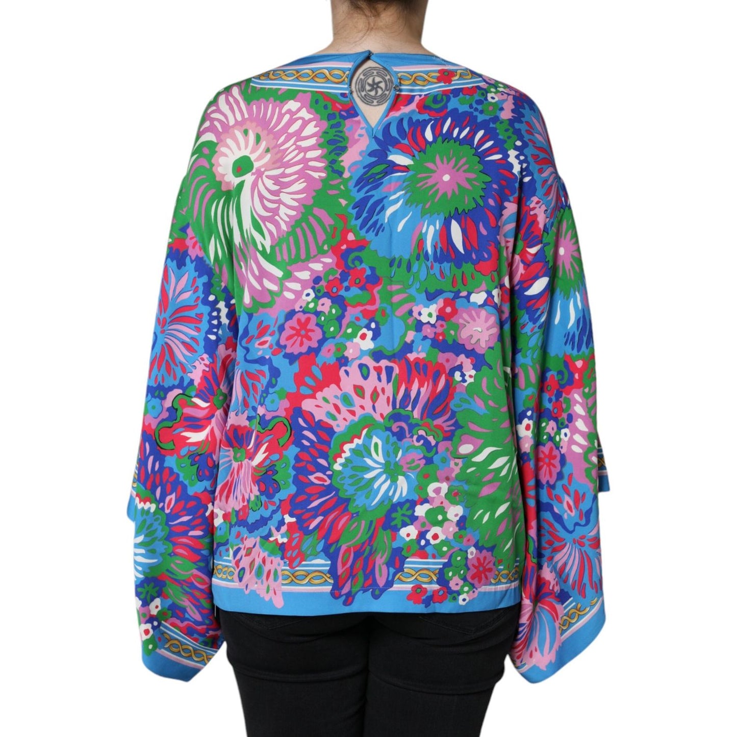 Dolce & Gabbana Multicolor Floral Charmeuse Kimono Sleeve Tunic Top Dolce & Gabbana