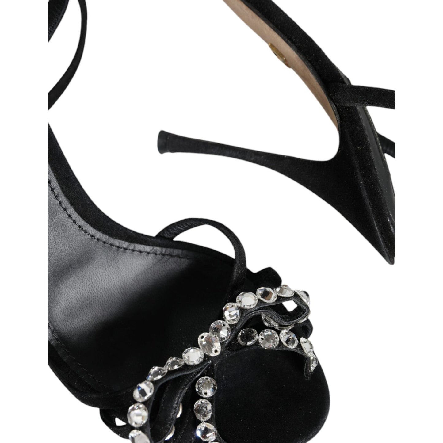 Dolce & Gabbana Black Suede Crystals KEIRA Sandals Shoes Dolce & Gabbana