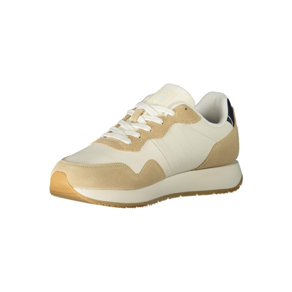 Tommy Hilfiger Beige Leather Men Sneaker Tommy Hilfiger