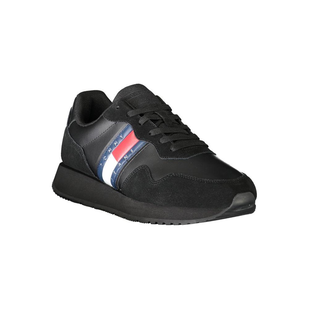 Tommy Hilfiger Black Leather Men Sneaker Tommy Hilfiger