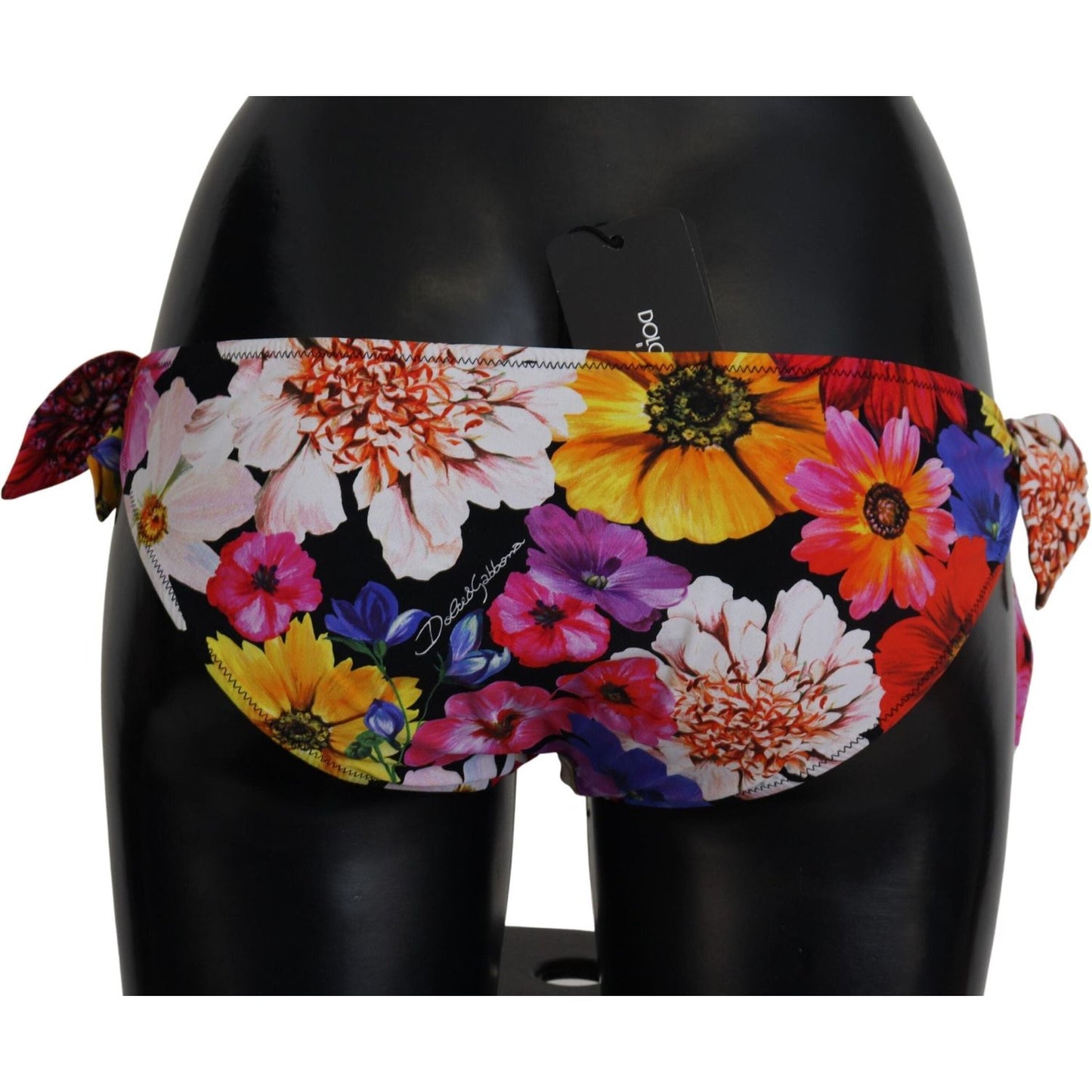 Dolce & Gabbana Black Floral Print Swimsuit Bikini Bottom Swimwear Dolce & Gabbana