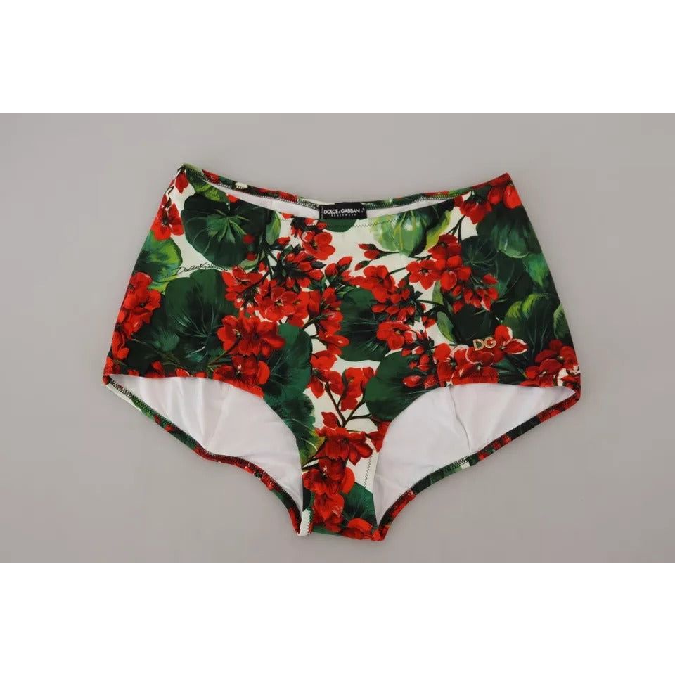 Dolce & Gabbana Multicolor Geranium Girdle Beachwear Bikini Bottom Dolce & Gabbana