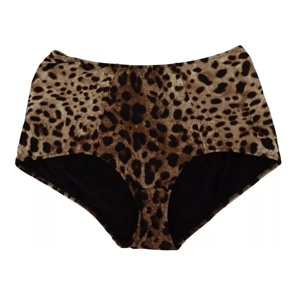 Dolce & Gabbana Brown Leopard Print Swimsuit Swimwear Bikini Bottom Dolce & Gabbana