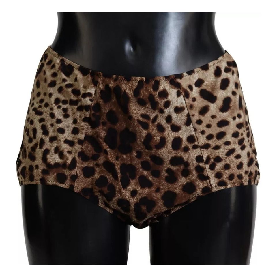 Dolce & Gabbana Brown Leopard Print Swimsuit Swimwear Bikini Bottom Dolce & Gabbana