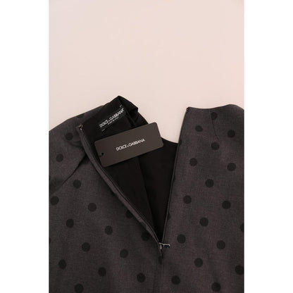 Dolce & Gabbana Gray Polka Dotted Sheath Wool Dress