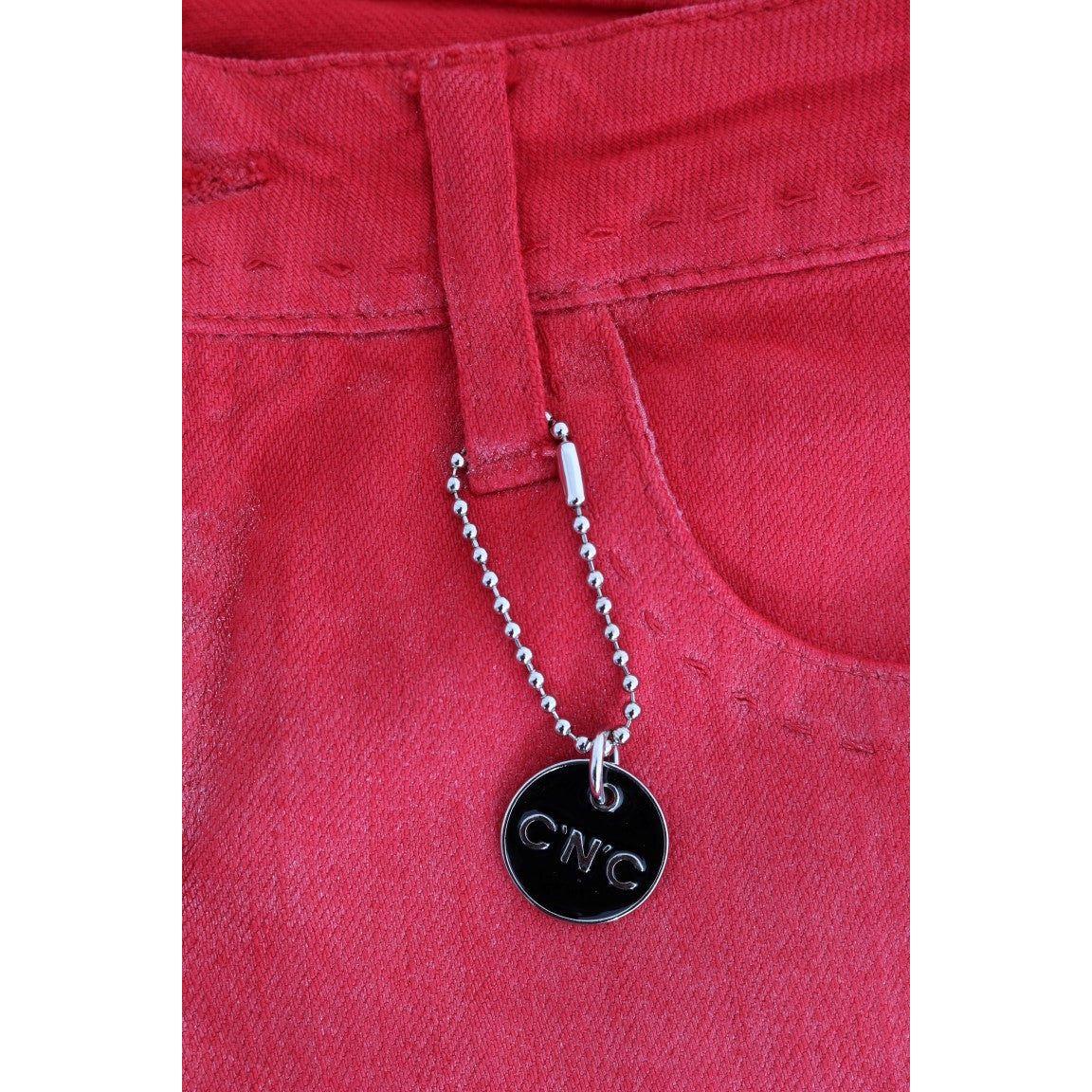 Costume National Red Cotton Stretch Slim Jeans