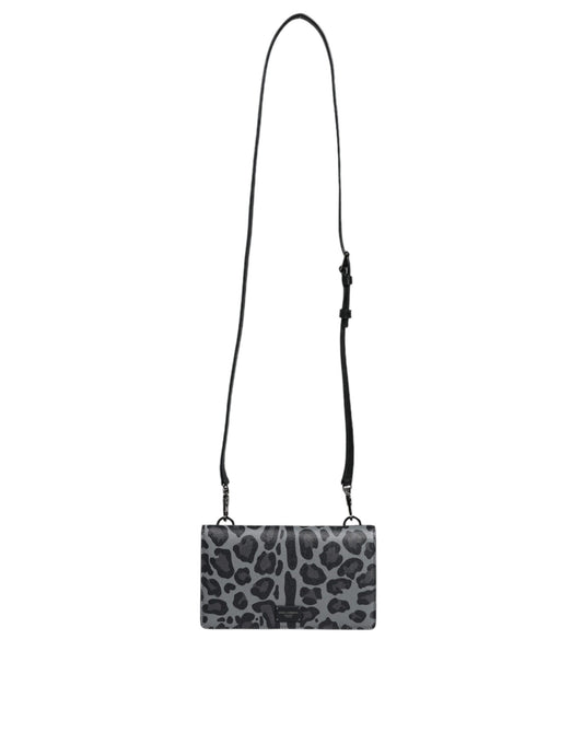 Dolce & Gabbana Black Gray Leopard Leather Bifold Card Slot Crossbody Bag Dolce & Gabbana