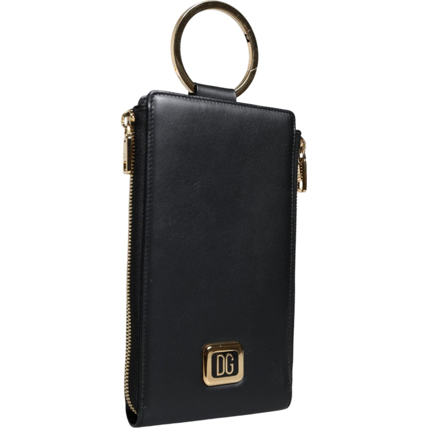 Dolce & Gabbana Black Leather Logo Plaque Neck Strap Card Coin Wallet Dolce & Gabbana