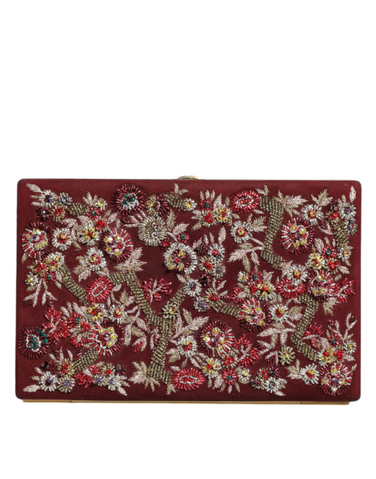 Dolce & Gabbana Bordeaux Velvet Gold Frame Clutch Evening Bag Dolce & Gabbana