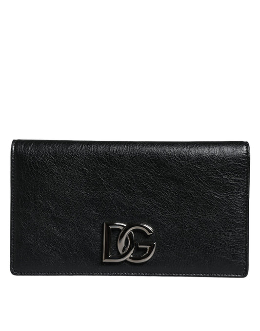 Dolce & Gabbana Black Leather DG Logo Bifold Card Slot Crossbody Bag Dolce & Gabbana