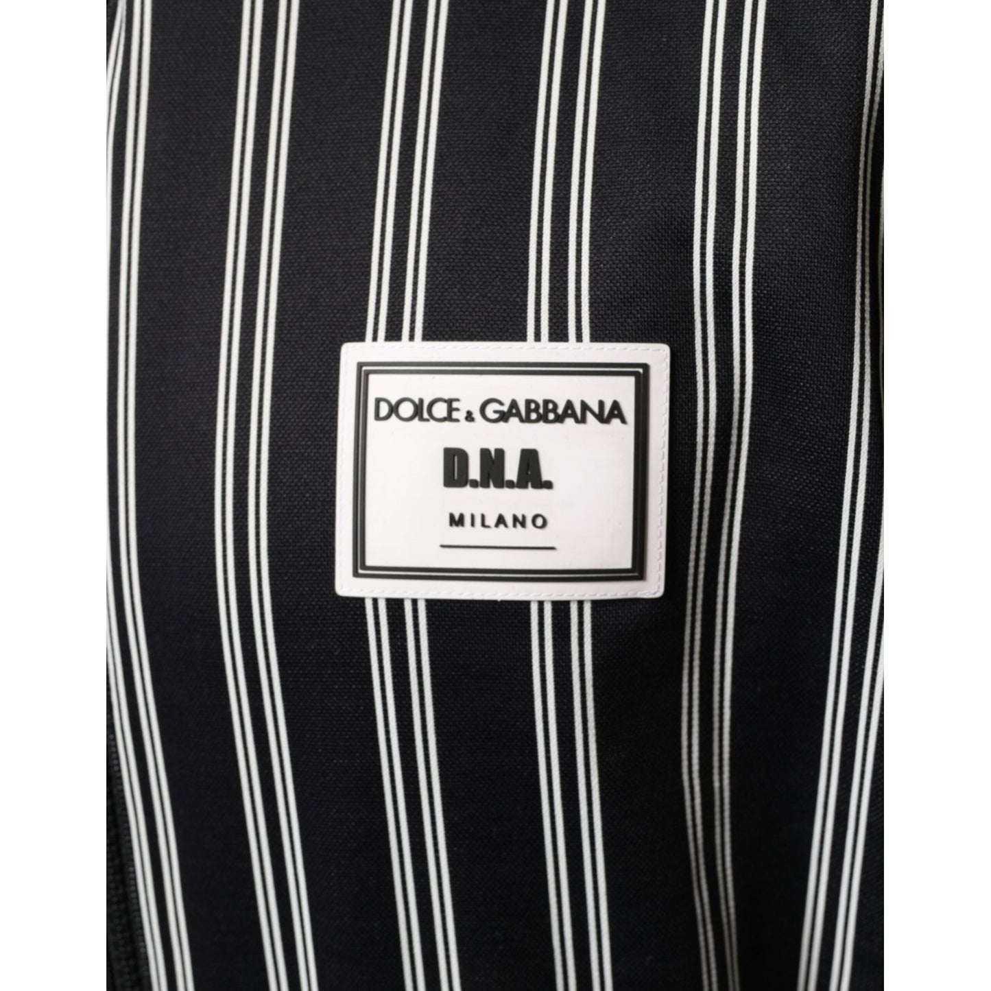 Dolce & Gabbana Black White Stripes Full Zip DNA Milano Men Sweater Dolce & Gabbana