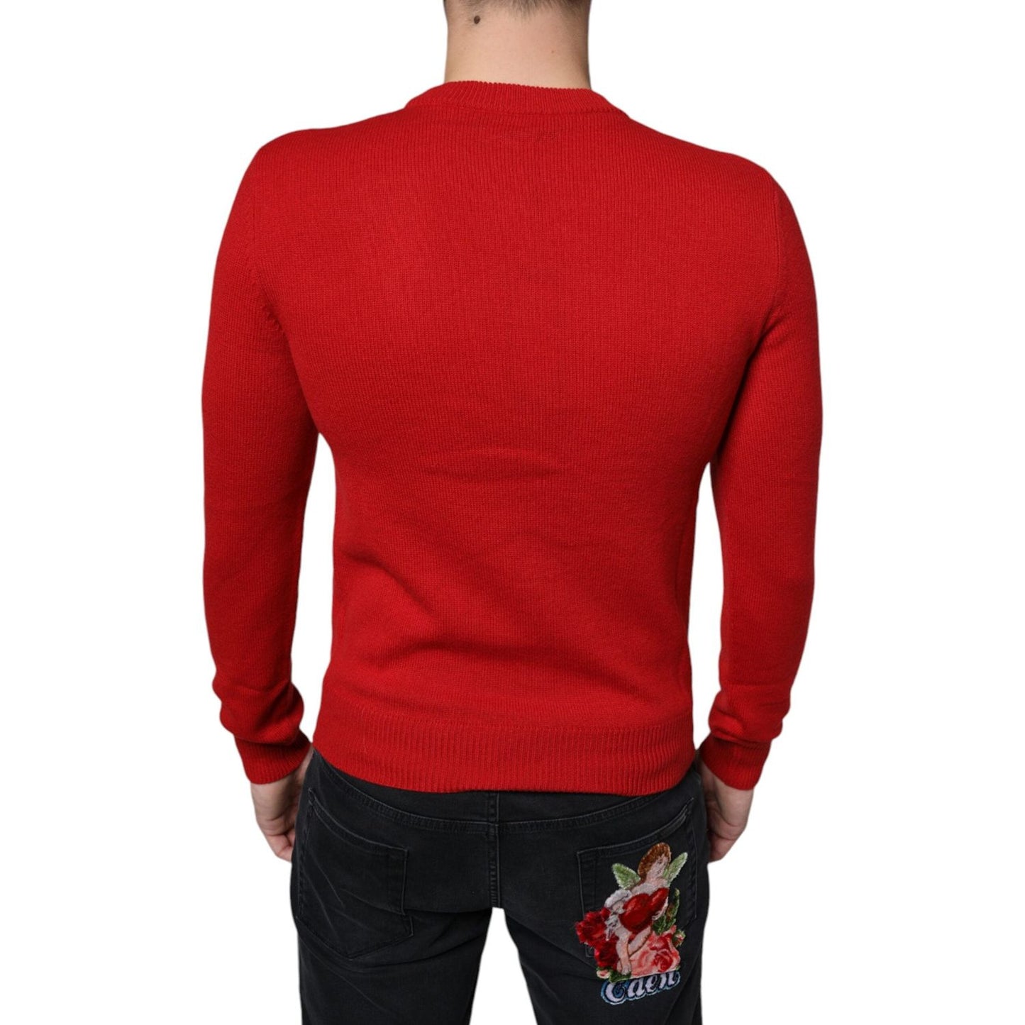 Dolce & Gabbana Red I'm The King Wool Crew Neck Sweatshirt Sweater Dolce & Gabbana