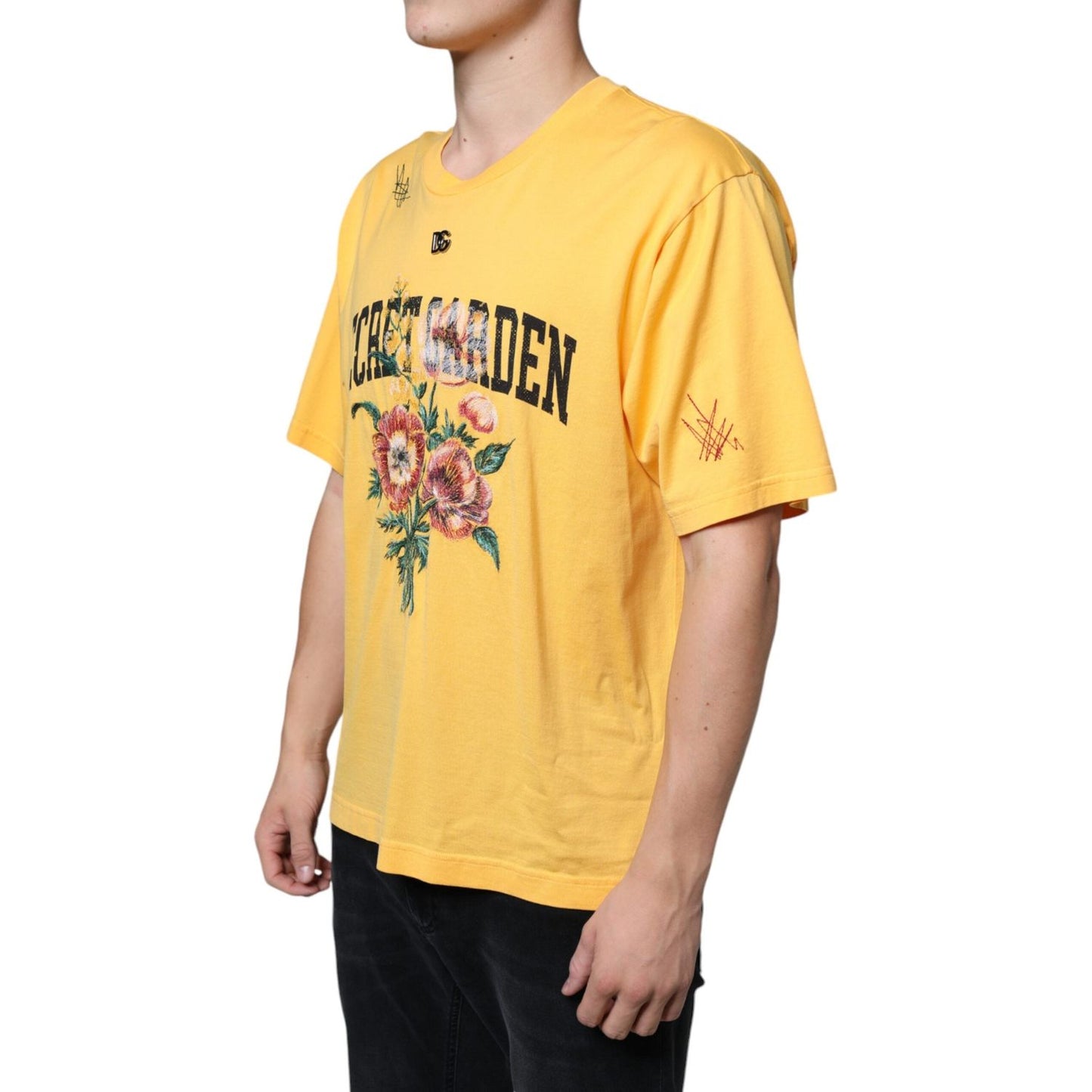 Dolce & Gabbana Yellow Secret Graden Floral Cotton Crew Neck T-shirt Dolce & Gabbana