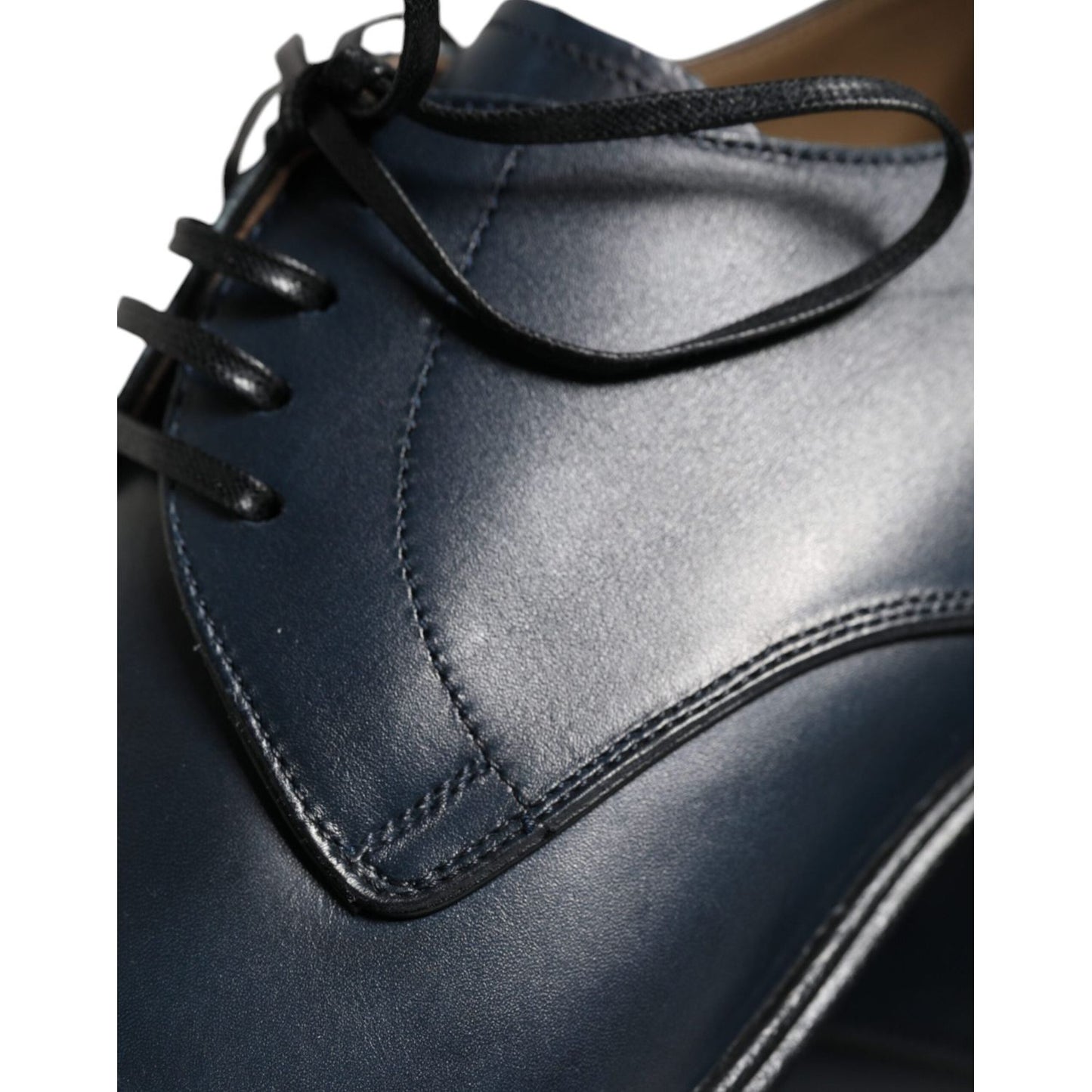 Dolce & Gabbana Navy Blue Leather Derby Dress Formal Shoes Dolce & Gabbana