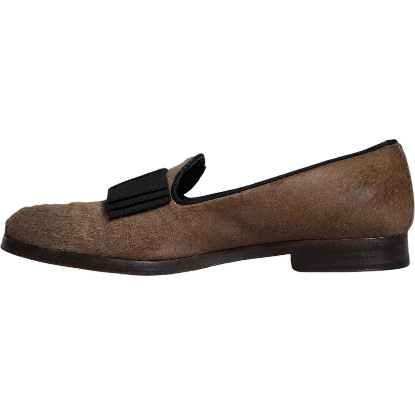 Dolce & Gabbana Brown Calf Hair Leather Loafers Formal Dress Shoes Dolce & Gabbana