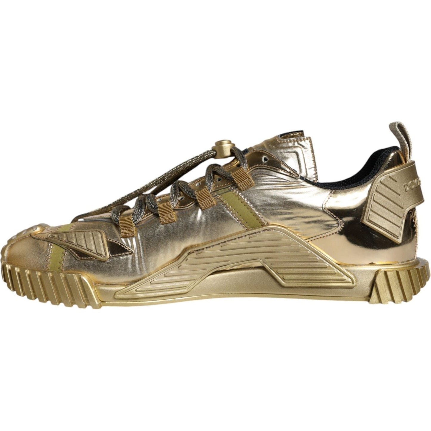 Dolce & Gabbana Gold Stretch Lace Up NS1 Sneakers Shoes Dolce & Gabbana