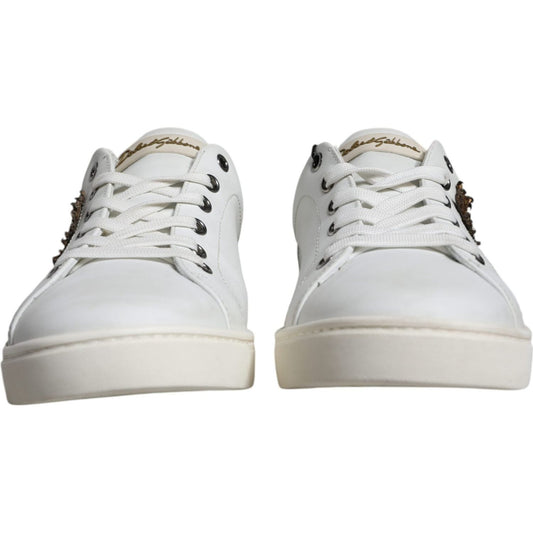 Dolce & Gabbana White Leather Heart Low Top Casual Sneakers Shoes Dolce & Gabbana