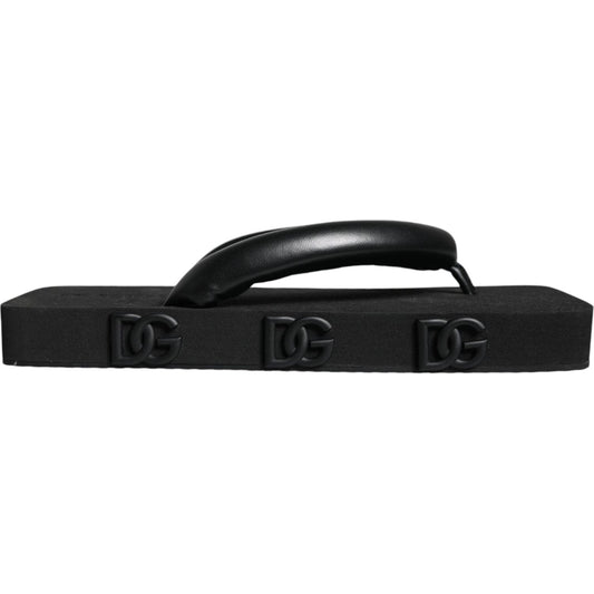 Dolce & Gabbana Black Rubber Flip Flops Slide Sandals Shoes Dolce & Gabbana