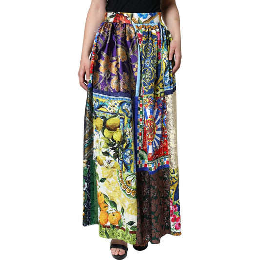 Dolce & Gabbana Multicolor Patchwork Sicily Long Maxi Skirt Dolce & Gabbana