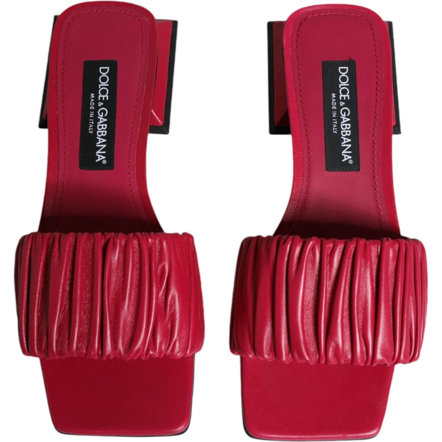 Dolce & Gabbana Fuchsia Leather Slides Flats Sandals Shoes Dolce & Gabbana