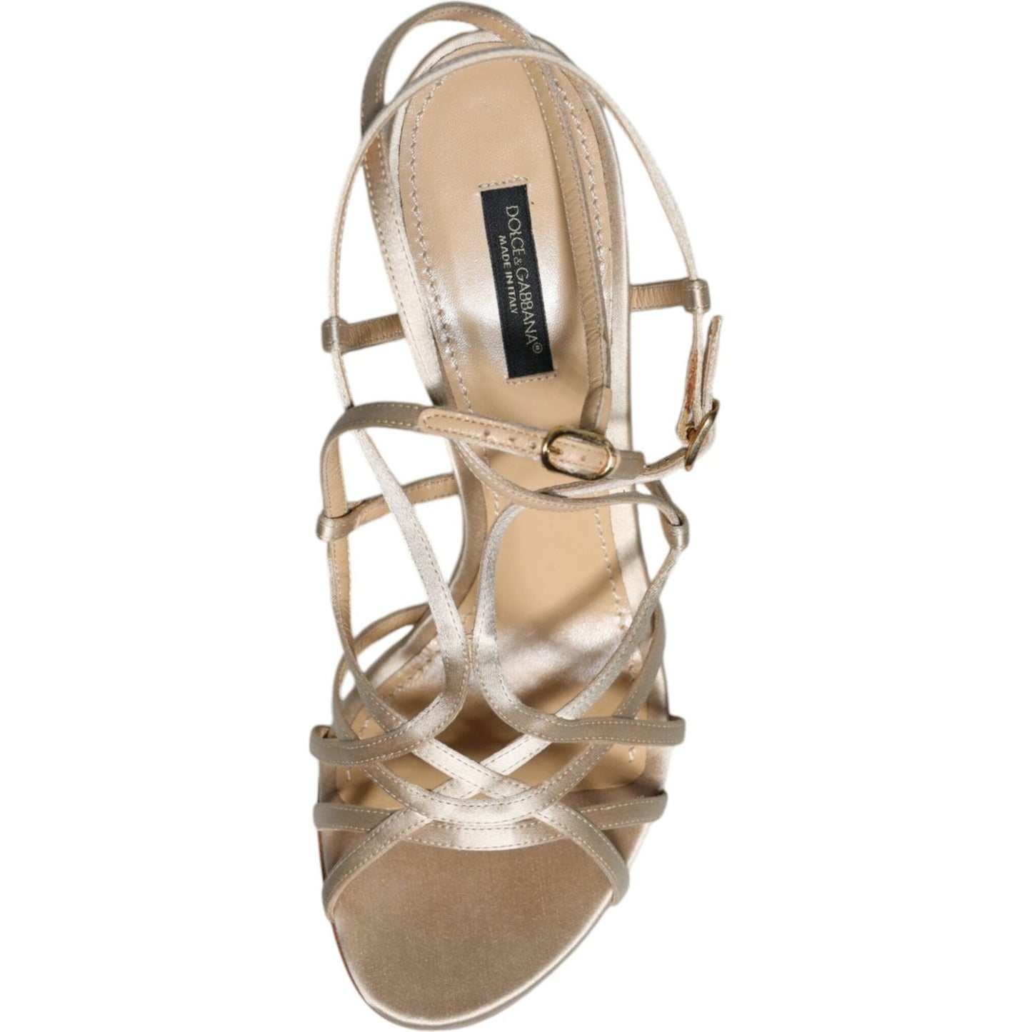 Dolce & Gabbana Beige Leather Stiletto Heels Sandals Shoes Dolce & Gabbana