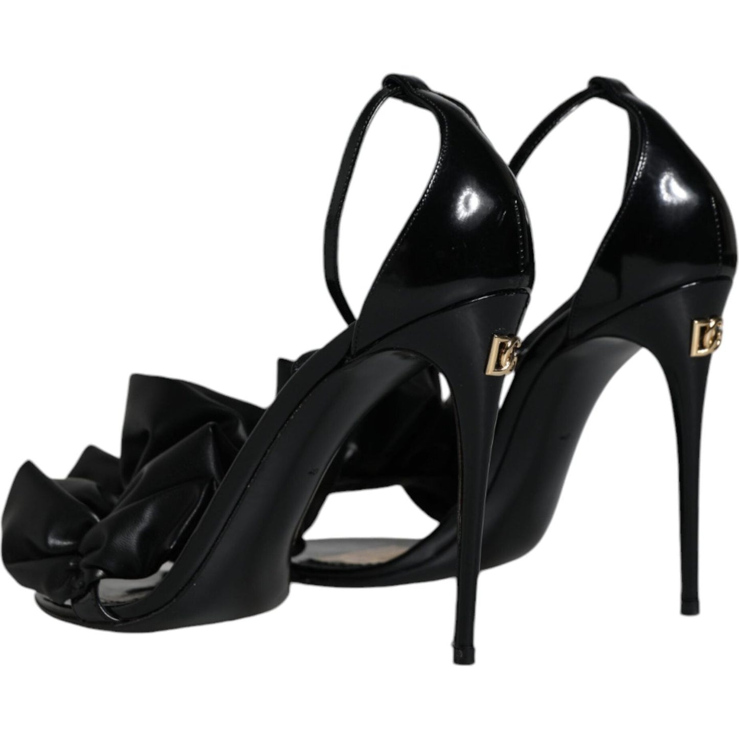 Dolce & Gabbana Black Leather Ankle Strap Heel Sandals Shoes Dolce & Gabbana