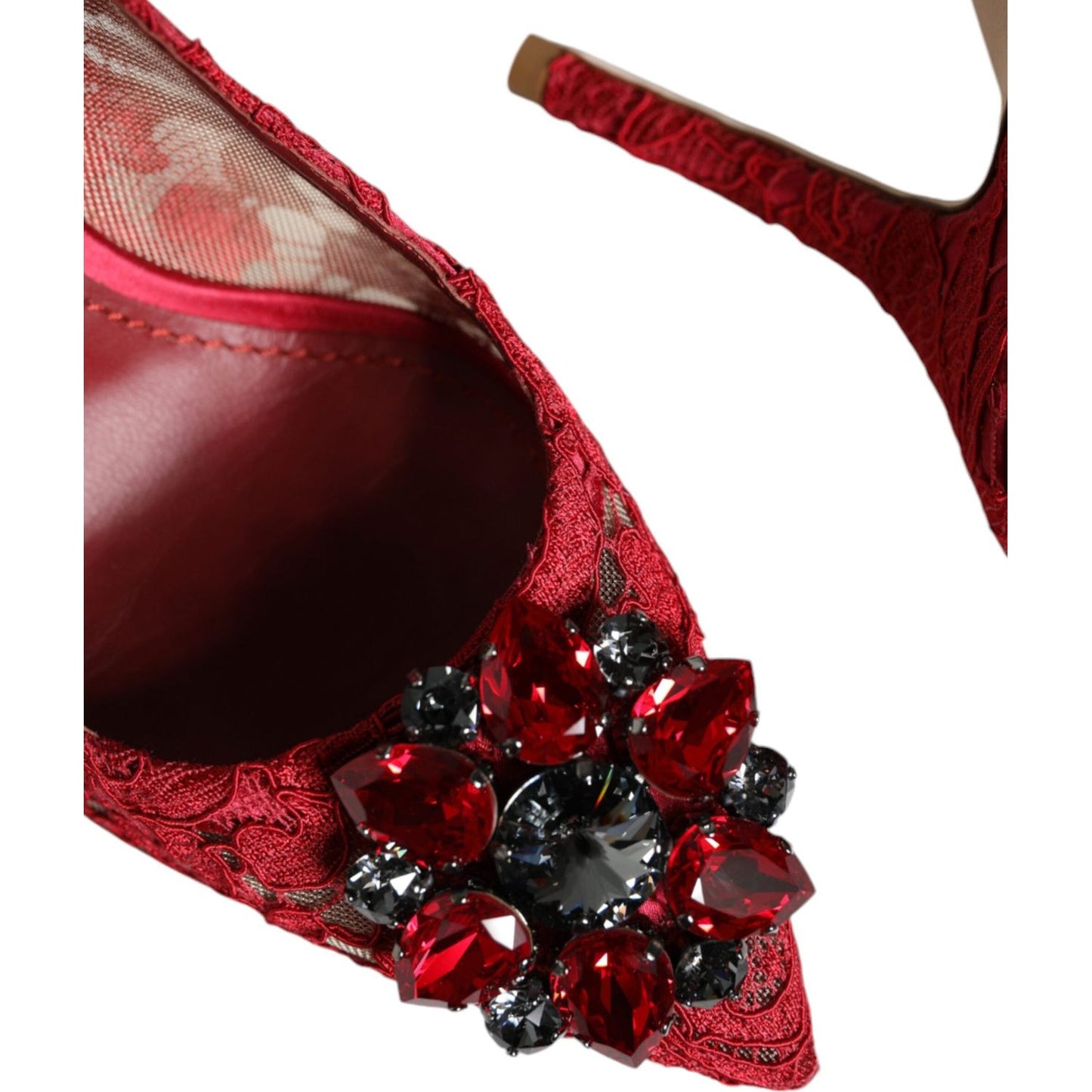 Dolce & Gabbana Red Taormina Lace Crystal Heels Pumps Shoes Dolce & Gabbana