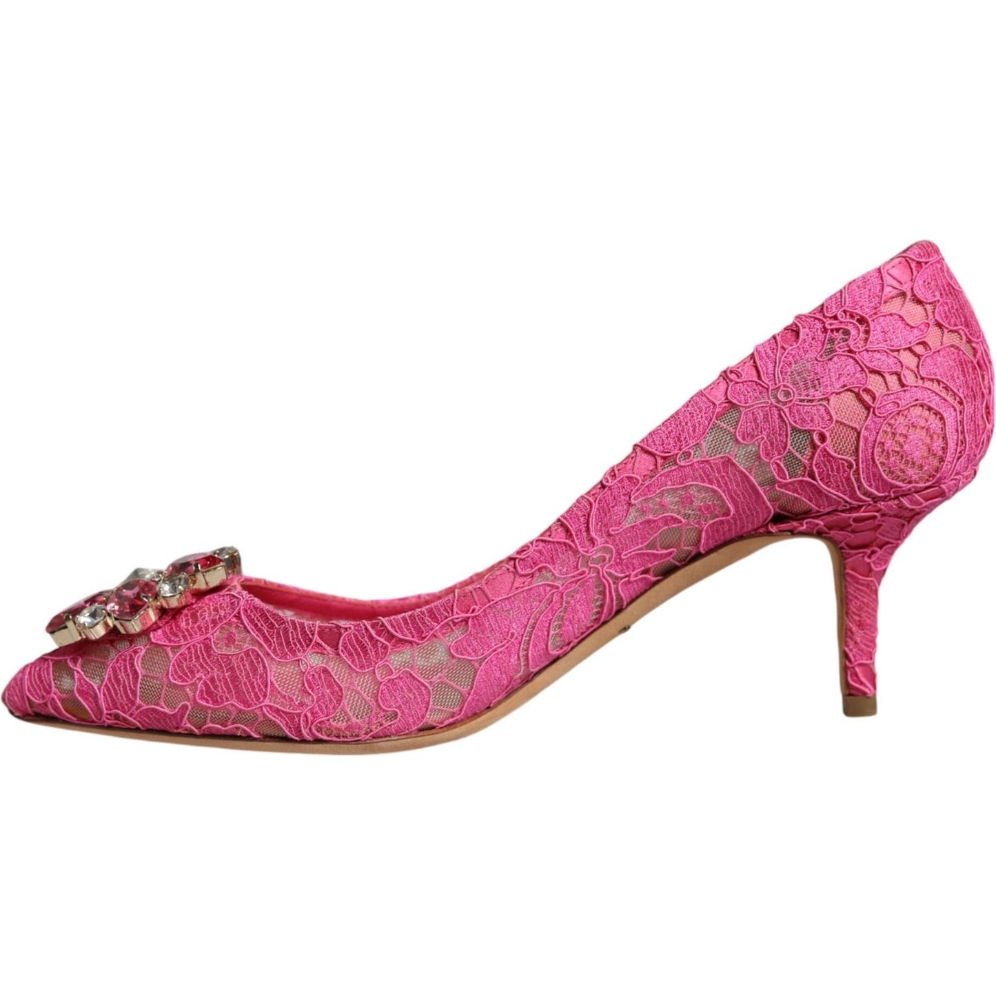 Dolce & Gabbana Pink Taormina Lace Crystal Heels Pumps Shoes Dolce & Gabbana