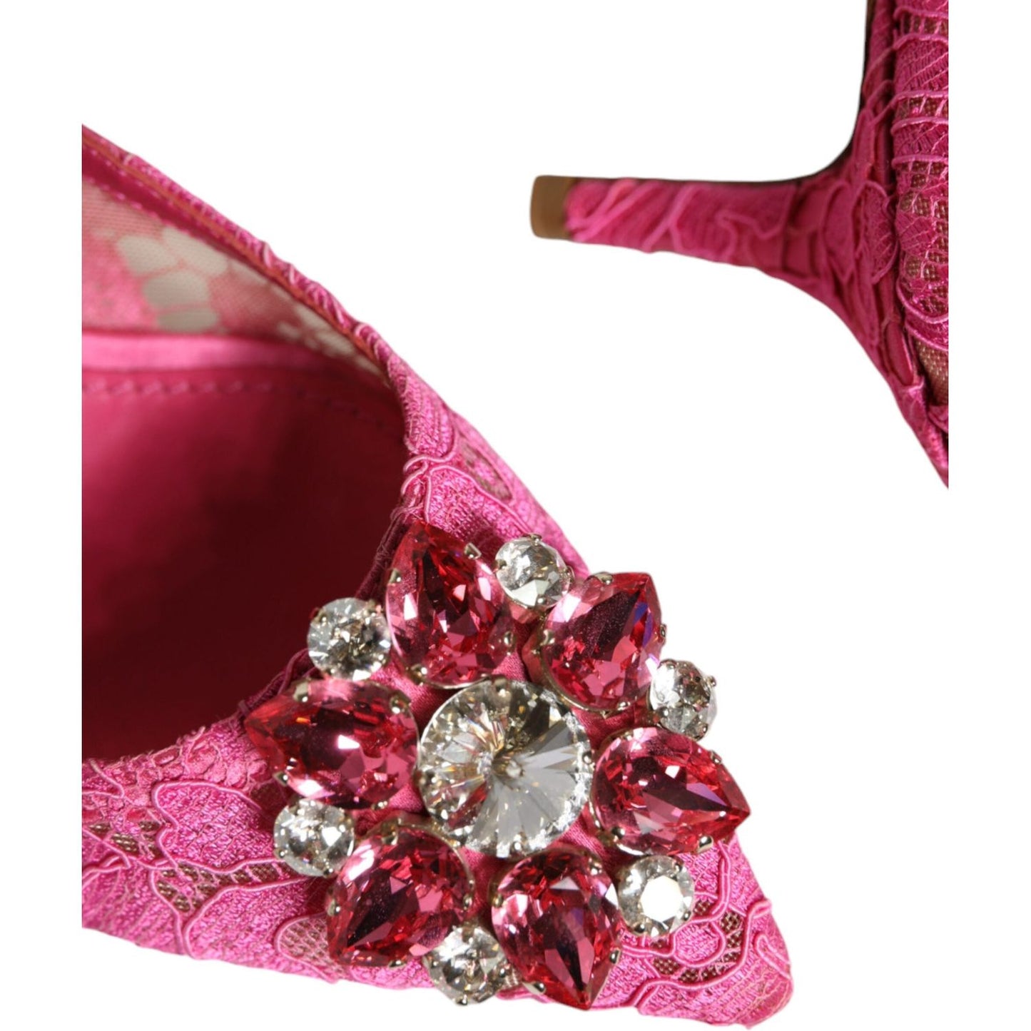 Dolce & Gabbana Pink Taormina Lace Crystal Heels Pumps Shoes Dolce & Gabbana