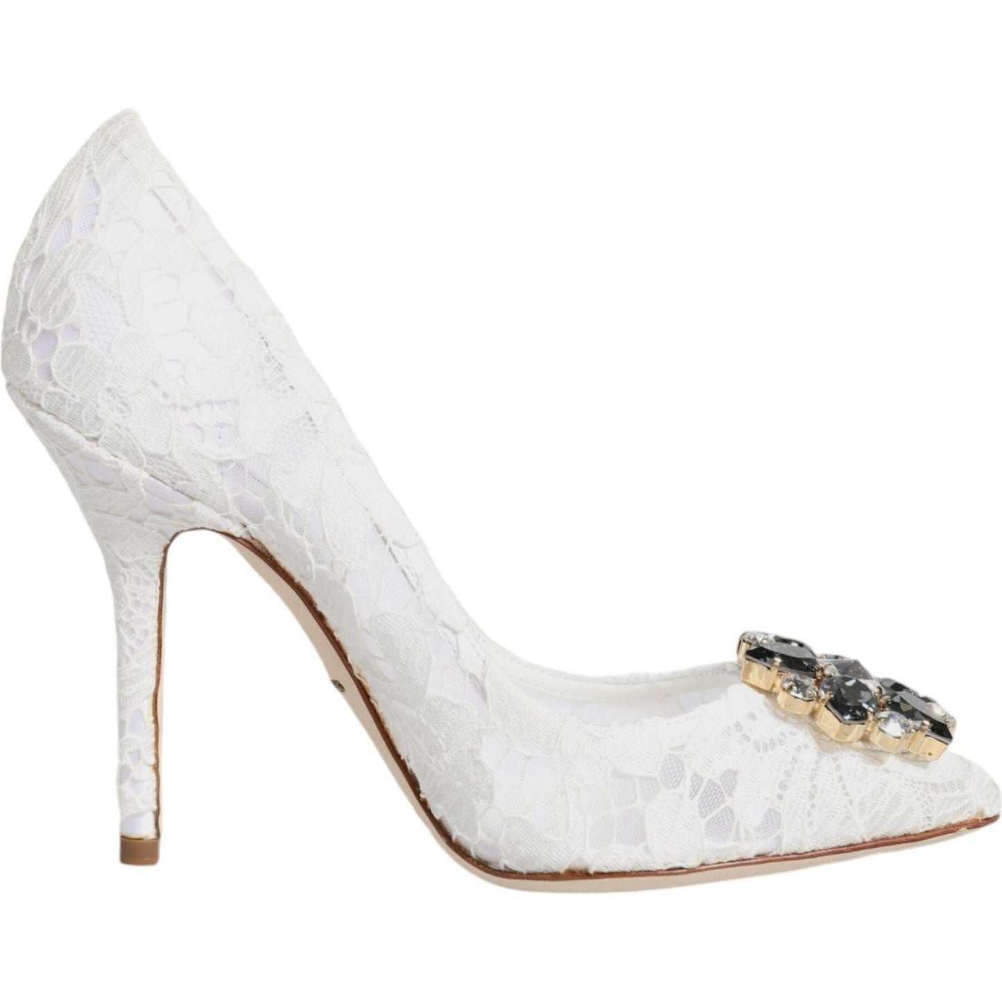 Dolce & Gabbana White Taormina Lace Crystal Heels Pumps Shoes Dolce & Gabbana