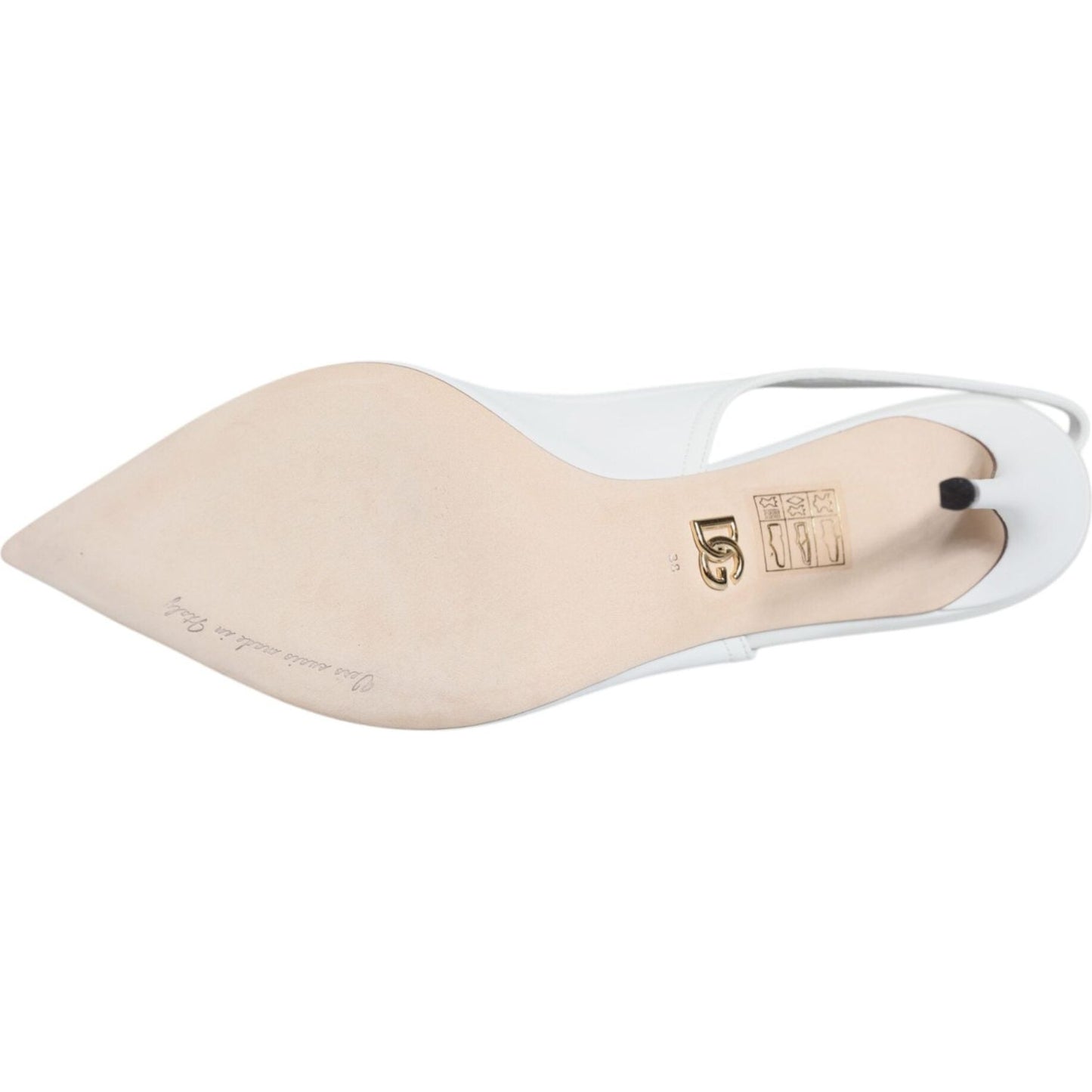 Dolce & Gabbana White Leather Stiletto Heels Slingback Shoes Dolce & Gabbana