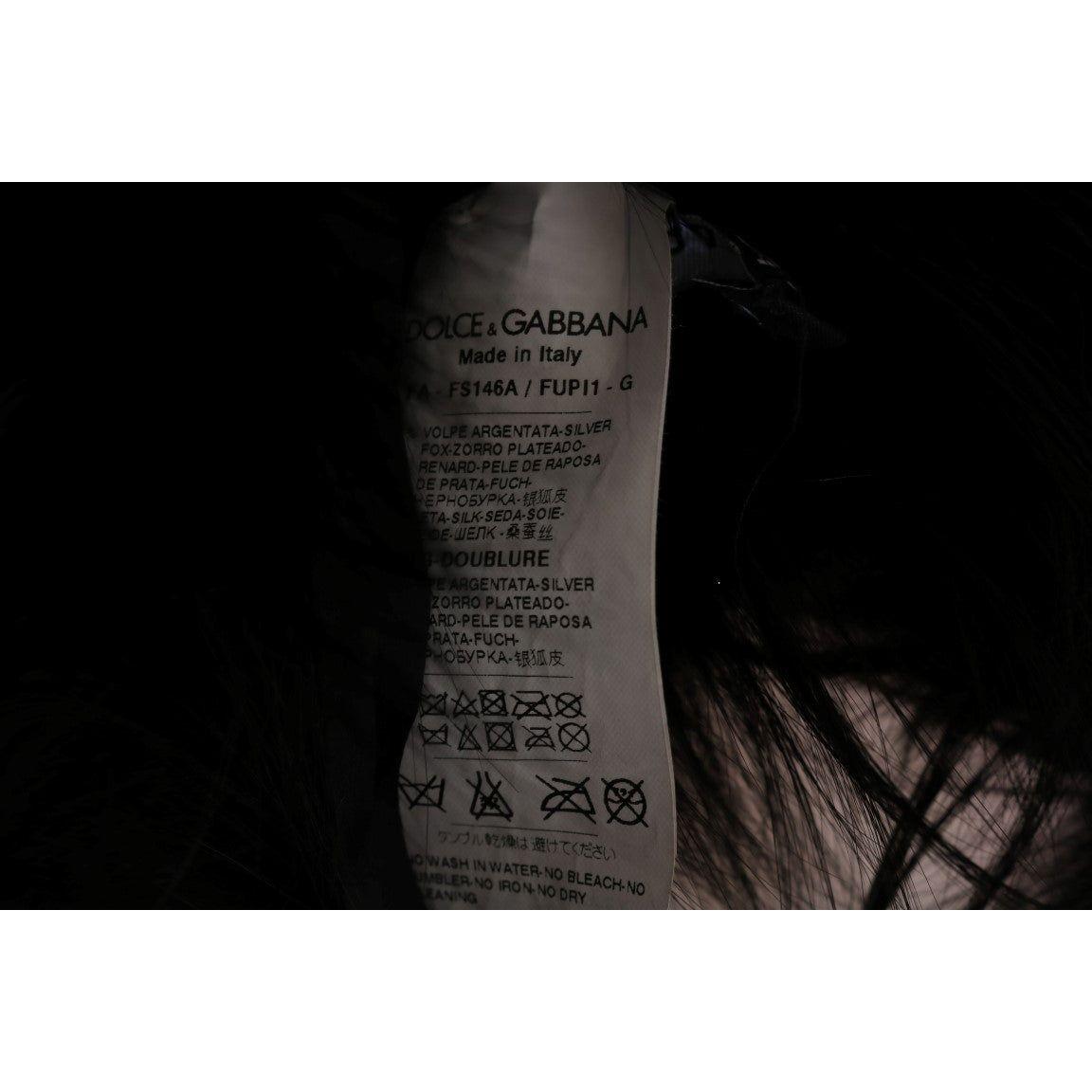 وشاح أنيق من فرو الثعلب الفضي الأسود من دولتشي آند غابانا