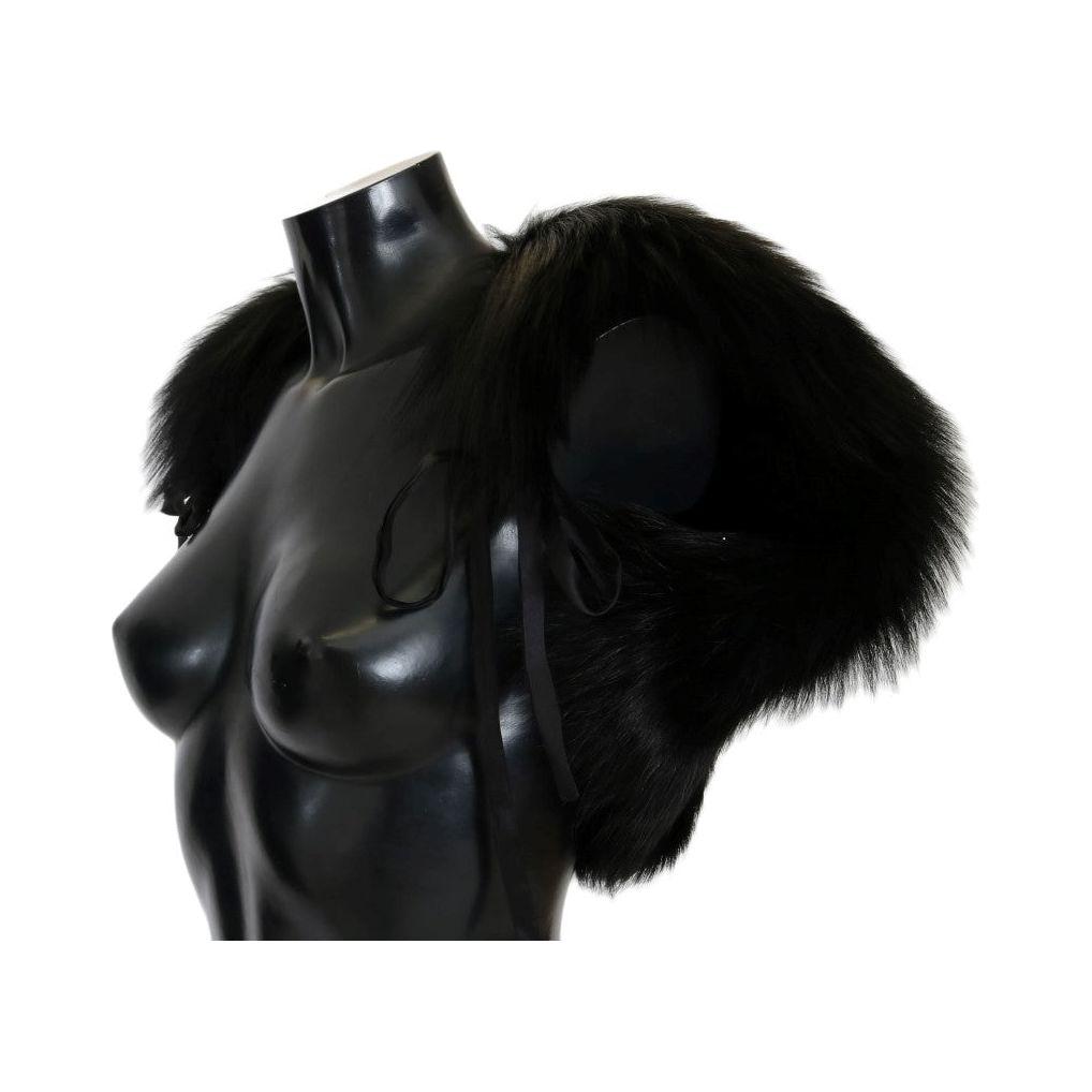 Dolce & Gabbana Black Silver Fox Fur Scarf