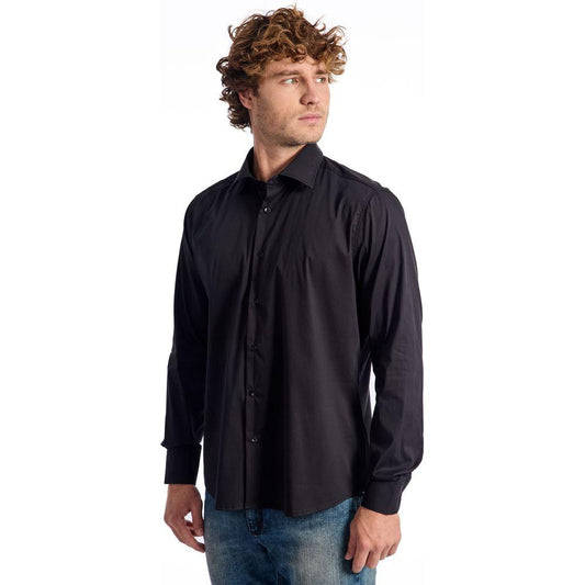 Baldinini Trend Black Cotton Shirt Baldinini Trend