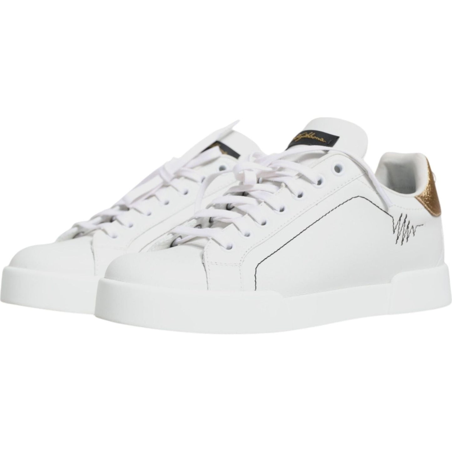 Dolce & Gabbana White Leather Portofino Low Top Sneaker Shoes Dolce & Gabbana