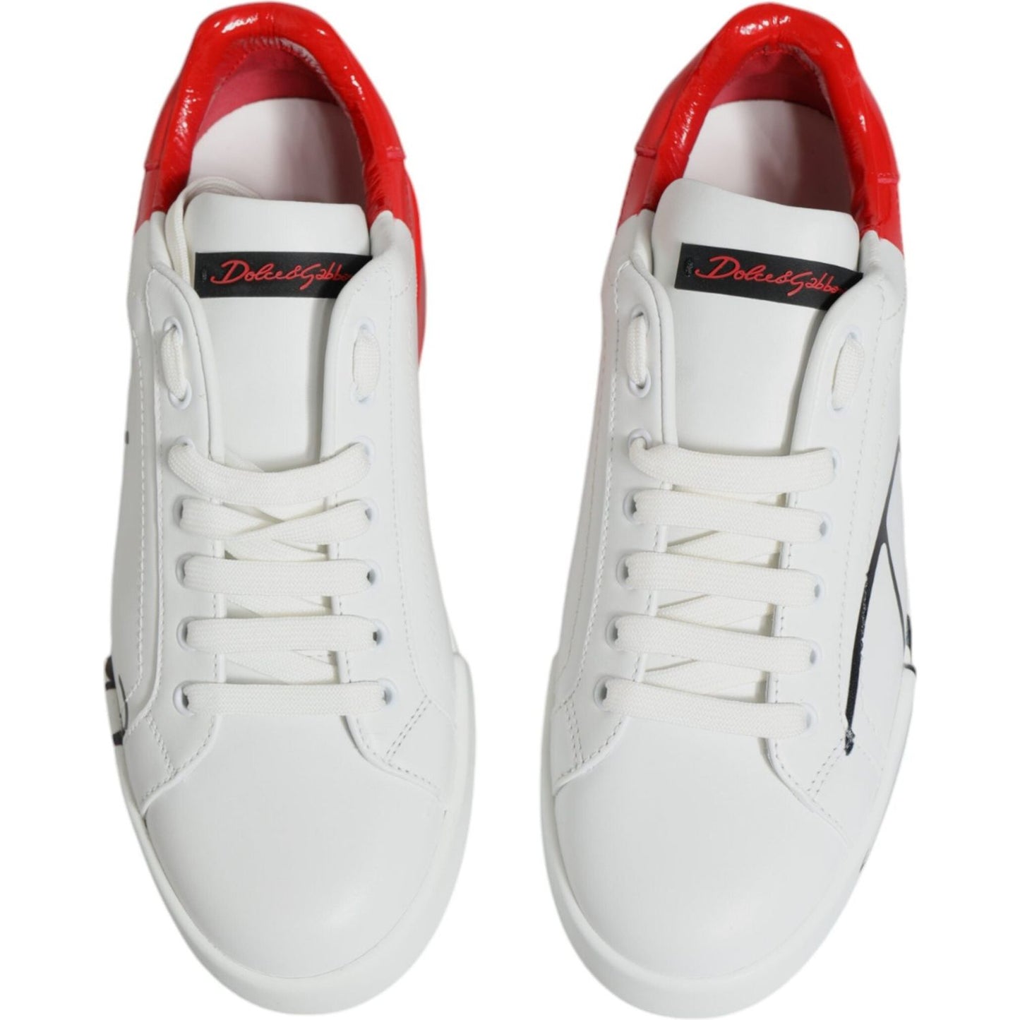 Dolce & Gabbana White Red Portofino Low Top Sneakers Shoes Dolce & Gabbana