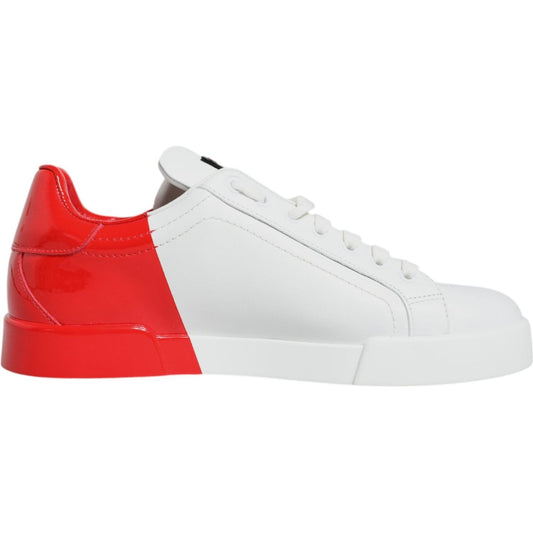 Dolce & Gabbana White Red Portofino Low Top Sneakers Shoes Dolce & Gabbana